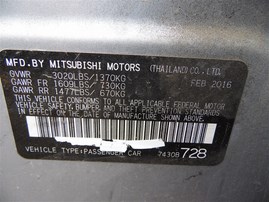 2017 MITSUBISHI MIRAGE ES HATCHBACK SILVER 1.2 AT 213993